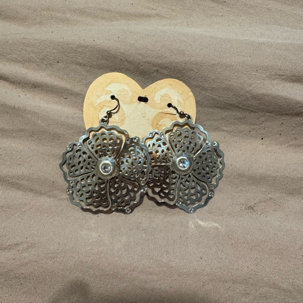 Brighton Silver Filigree Flower Earrings